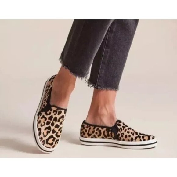 KEDS for KATE SPADE NY Womens US 8 Leopard Cow Hide SNEAKERS Shoes WH57797 EUC - Picture 1 of 8